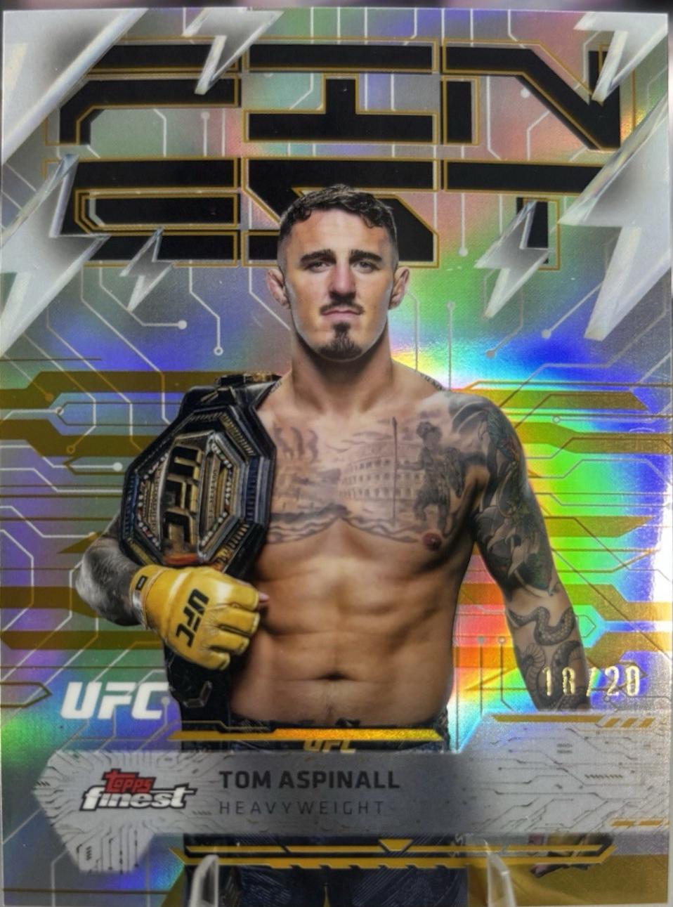 Tom Aspinall 2025 Topps Finest UFC Base Rare #218 Gold Refractor