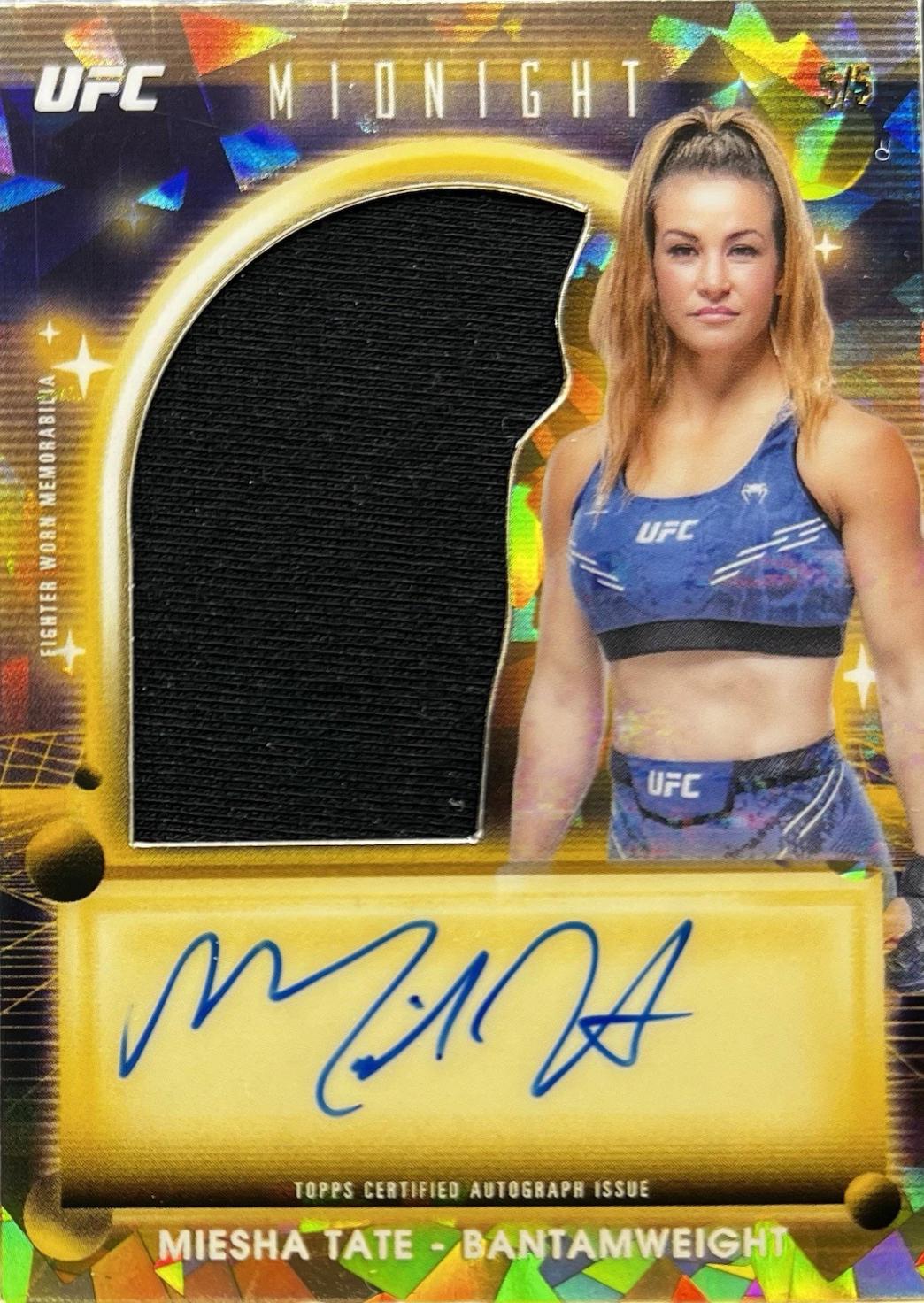 Miesha Tate 2025 Topps Midnight UFC Relic Autographs #VRA-MT Moon Beam