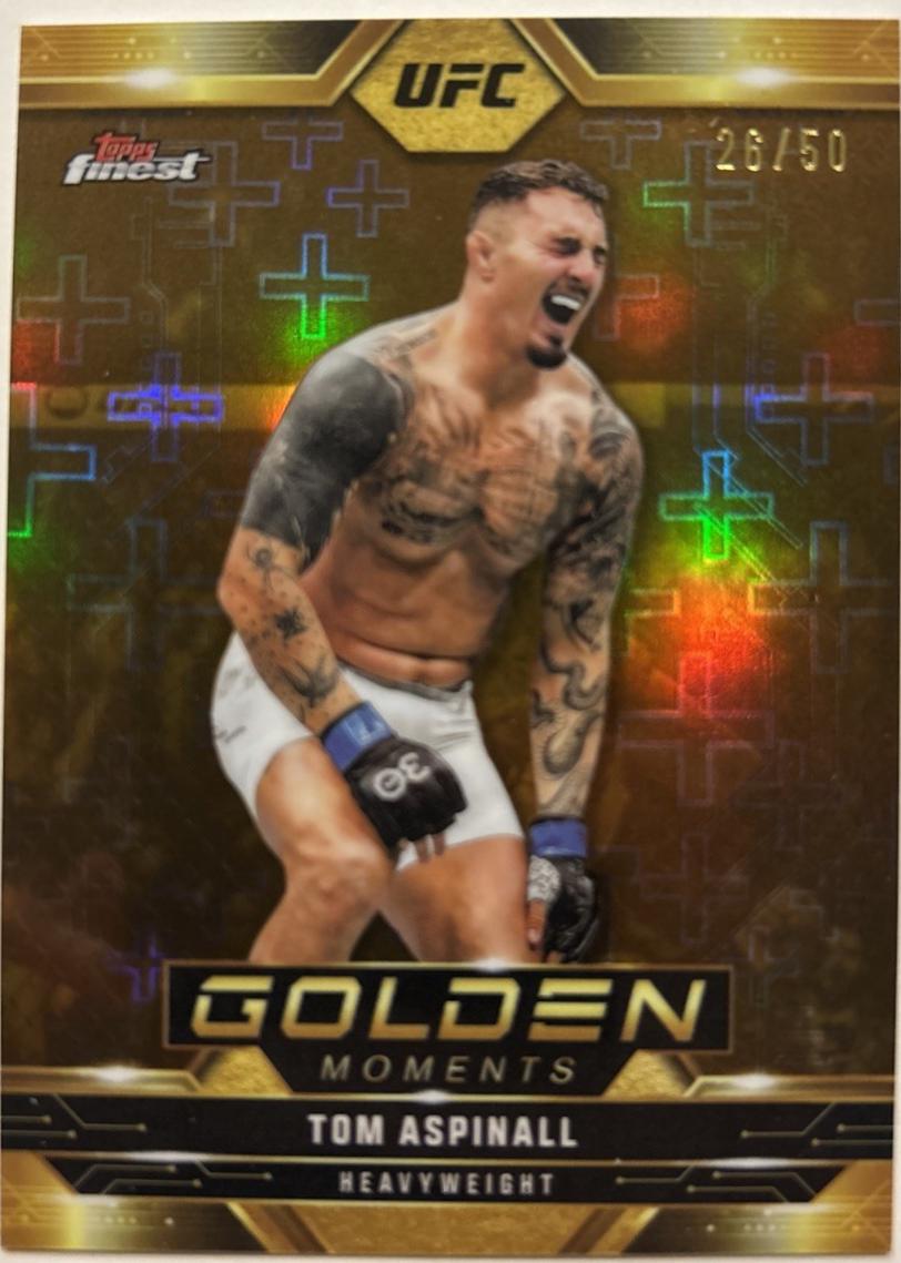 Tom Aspinall 2025 Topps Finest UFC Golden Moments #GM-3 Gold Refractor
