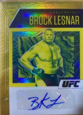 Brock Lesnar 2021 Panini Chronicles UFC Flux Auto #9 Gold