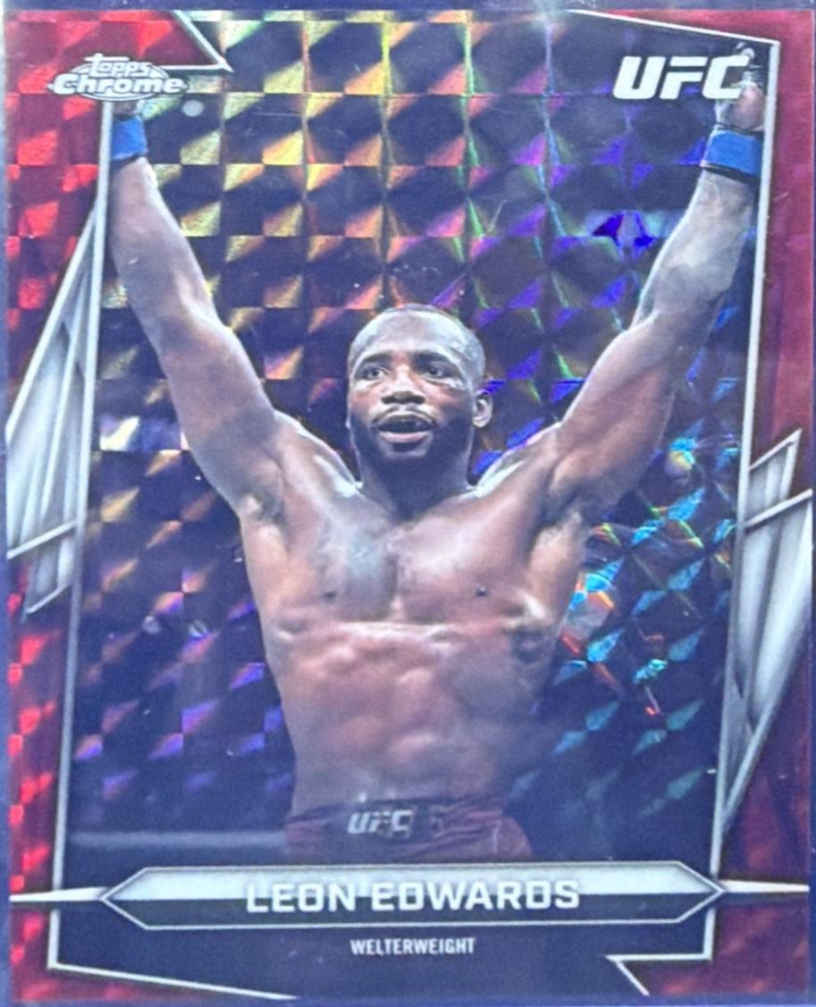 Leon Edwards 2026 Topps Chrome UFC Base #6 Red Refractor