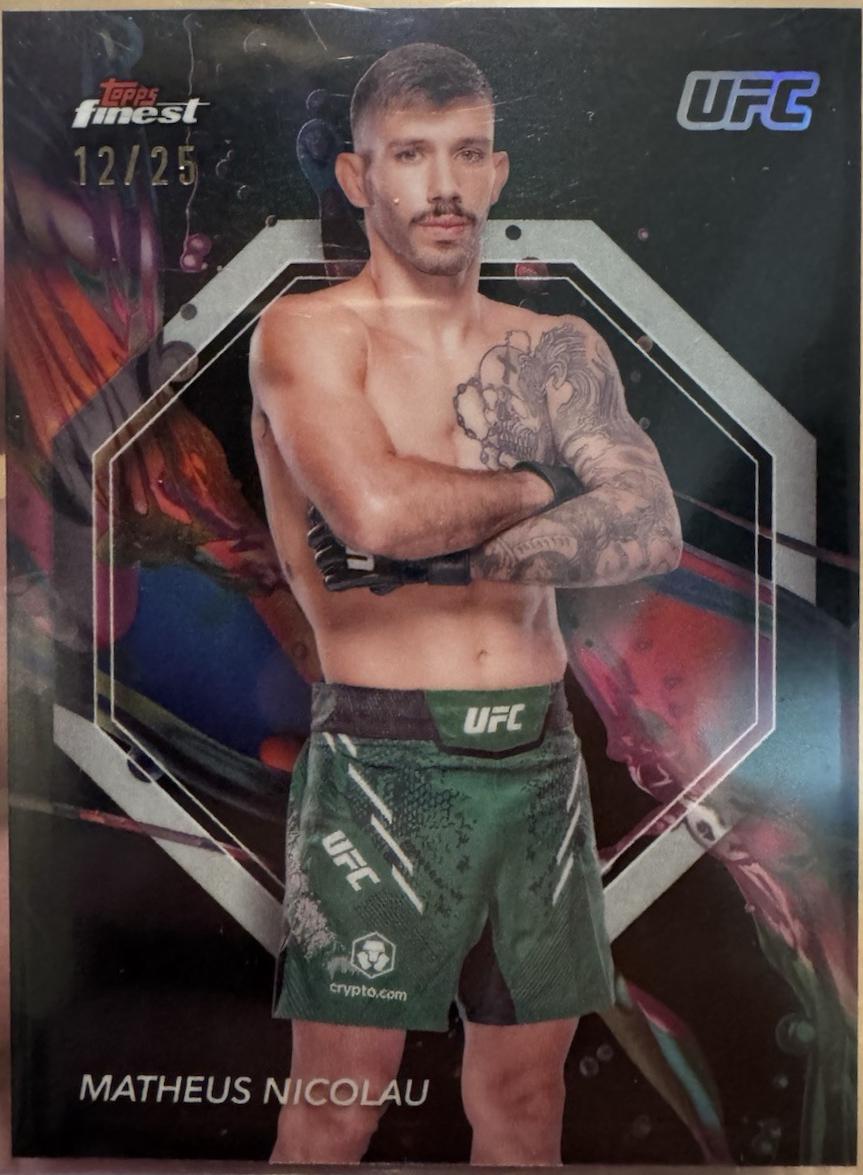 Matheus Nicolau 2024 Topps Finest UFC Base Common #99 Black Refractor
