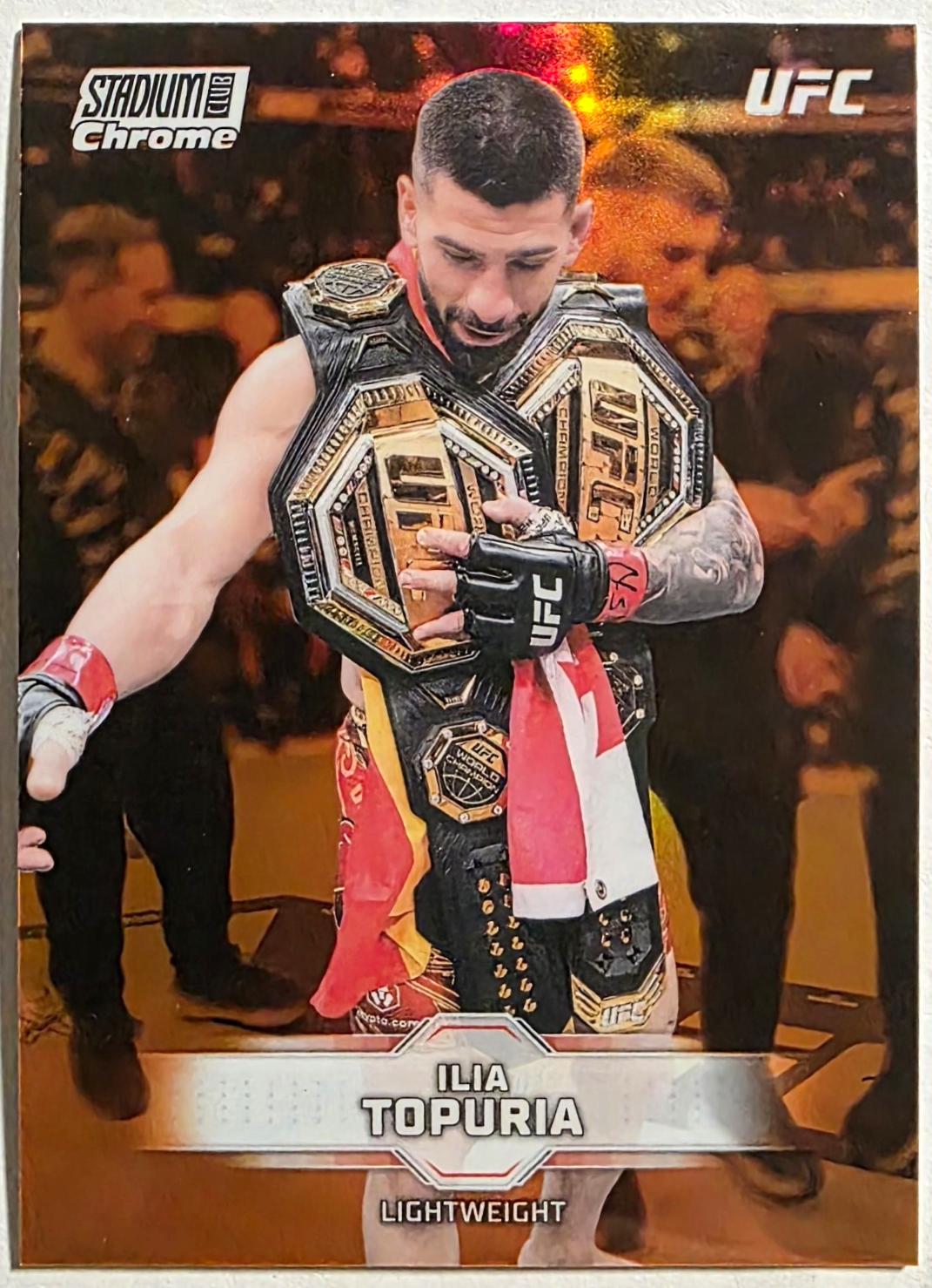 Ilia Topuria 2026 Topps Stadium Club UFC Chrome Base #CB-6 Gold Minted Refractor