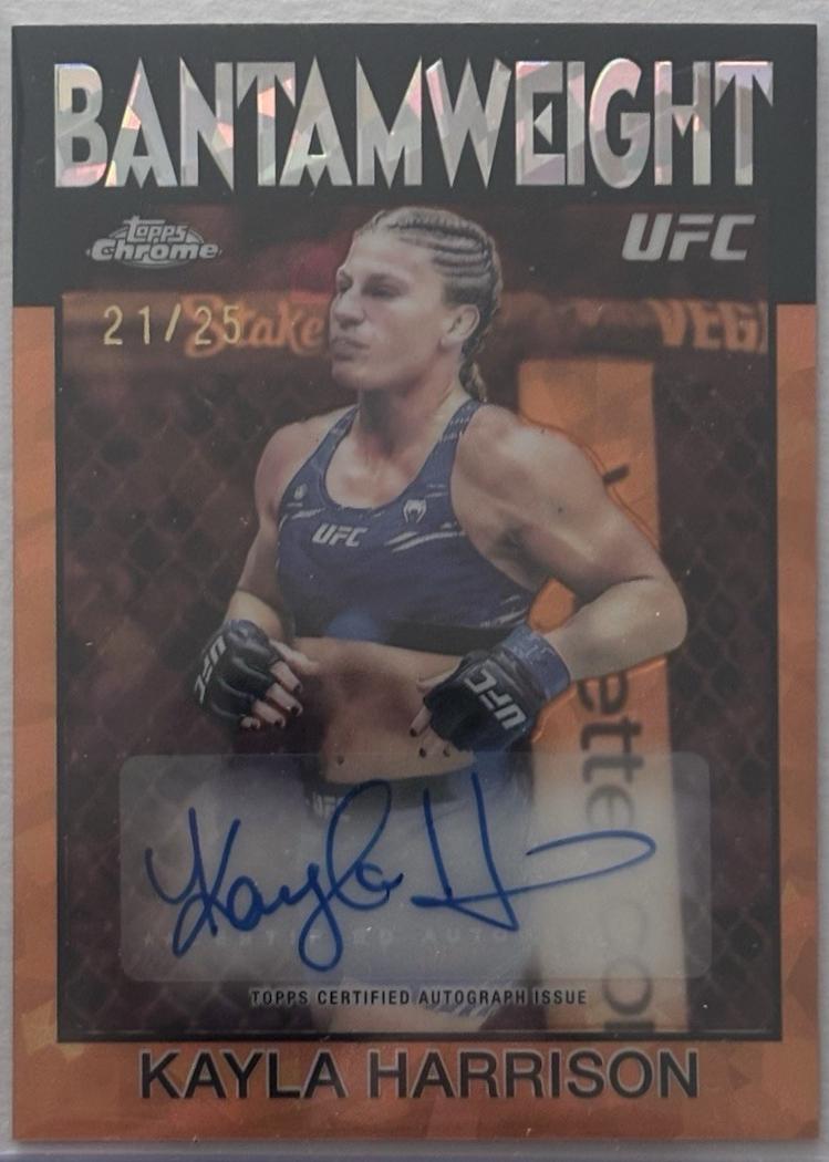 Kayla Harrison 2026 Topps Chrome UFC 1986 Topps Signatures #86S-KH Orange Refractor