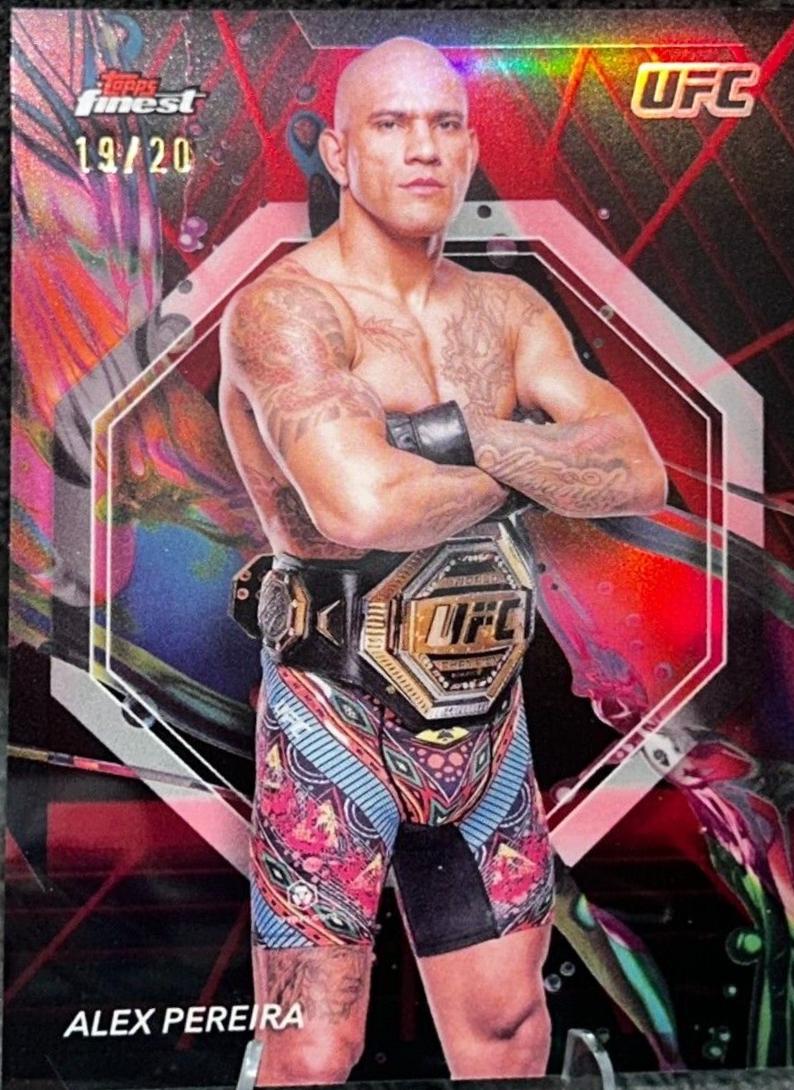 Alex Pereira 2024 Topps Finest UFC Base Common #12 Red Black Vapor Refractor