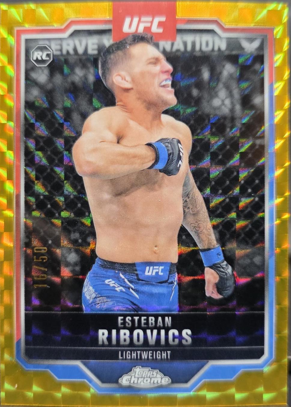 Esteban Ribovics 2025 Topps Chrome UFC Base #75 Gold Geometric Refractor