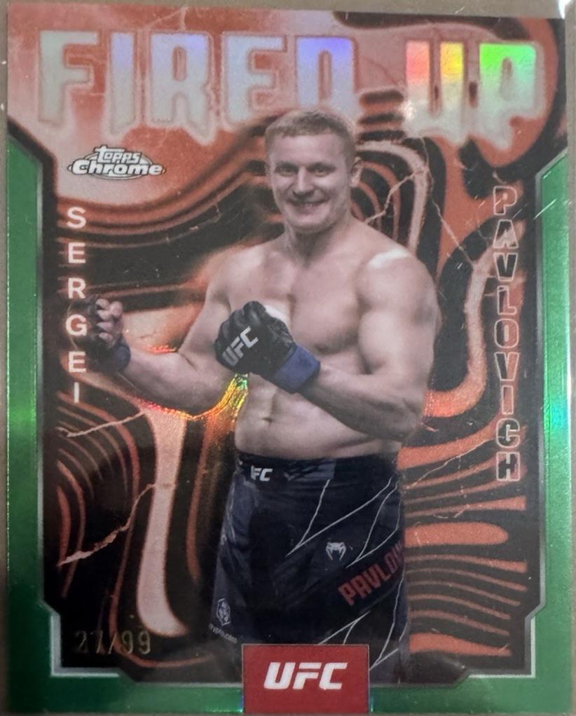 Sergei Pavlovich 2025 Topps Chrome UFC Fired Up #FUP-9 Green Refractor