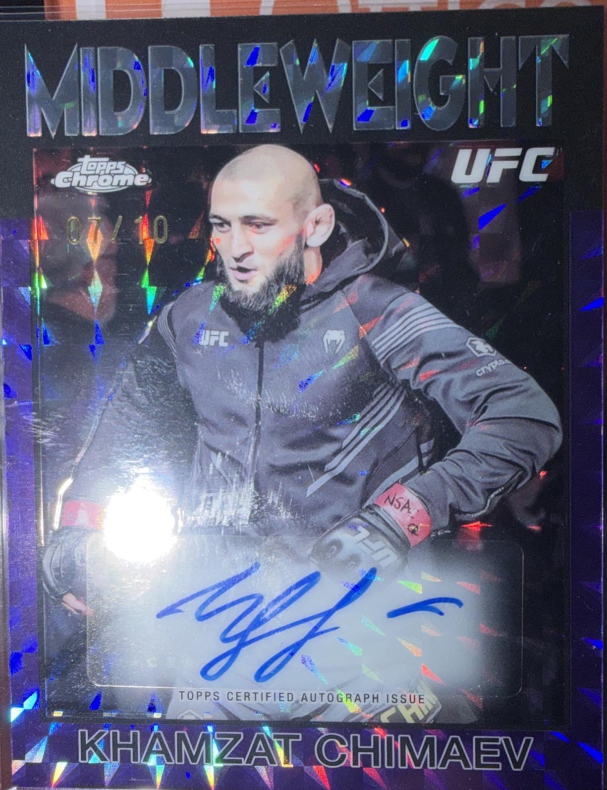Khamzat Chimaev 2026 Topps Chrome UFC 1986 Topps Signatures #86S-KC Red Refractor