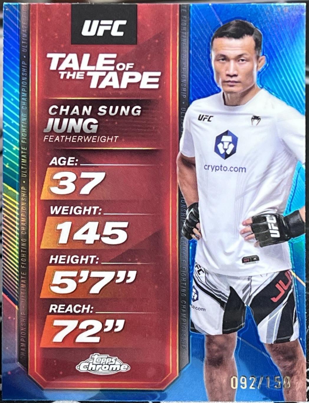 Chan Sung Jung 2025 Topps Chrome UFC Tale of the Tape #TTT-27 Blue Refractor