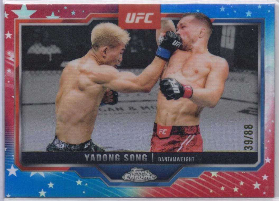 Song Yadong 2025 Topps Chrome UFC Base #38 Red White Blue Refractor