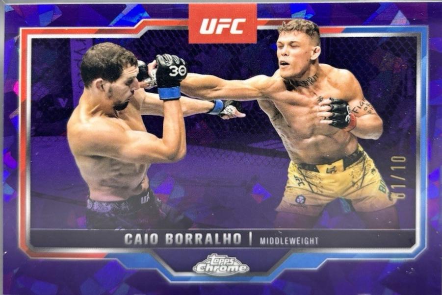 Caio Borralho 2025 Topps Chrome UFC Base #49 Purple Geometric Refractor