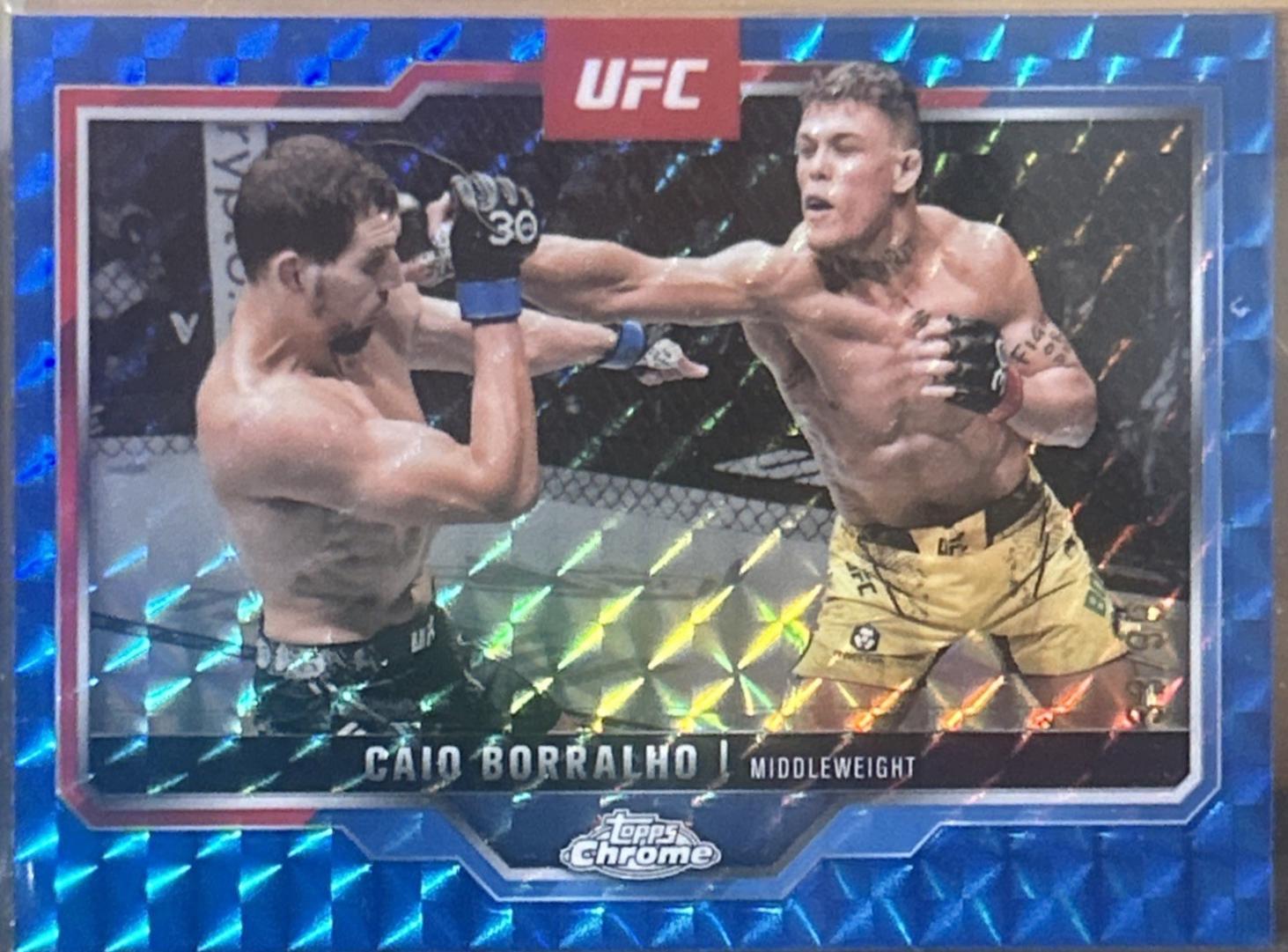 Caio Borralho 2025 Topps Chrome UFC Base #49 Blue Geometric Refractor