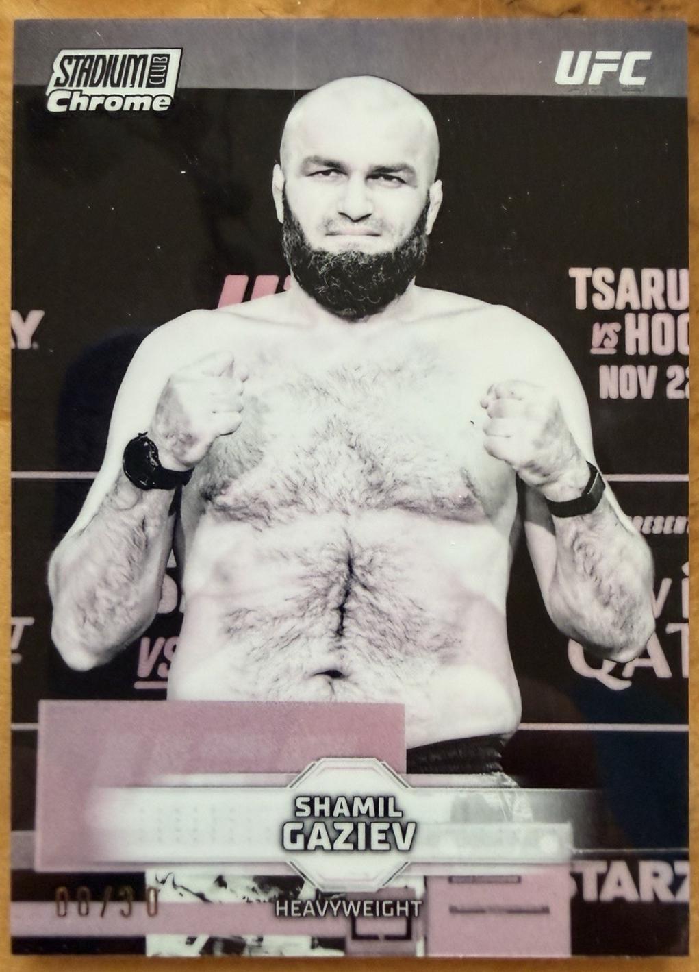 Shamil Gaziev 2026 Topps Stadium Club UFC Chrome Base #CB-120 Pearl White Refractor