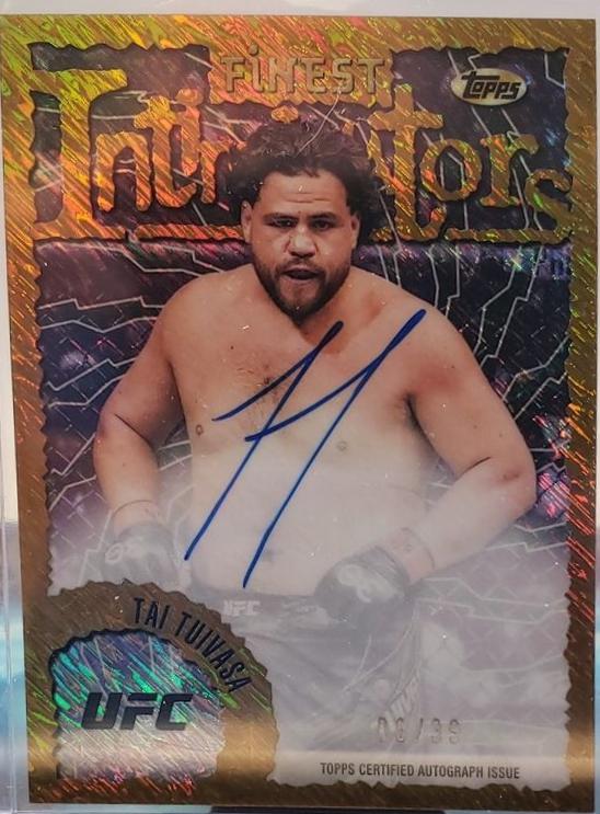 Tai Tuivasa 2024 Topps Finest UFC Intimidators Autographs #IA-TTA Gold Shimmer Refractor