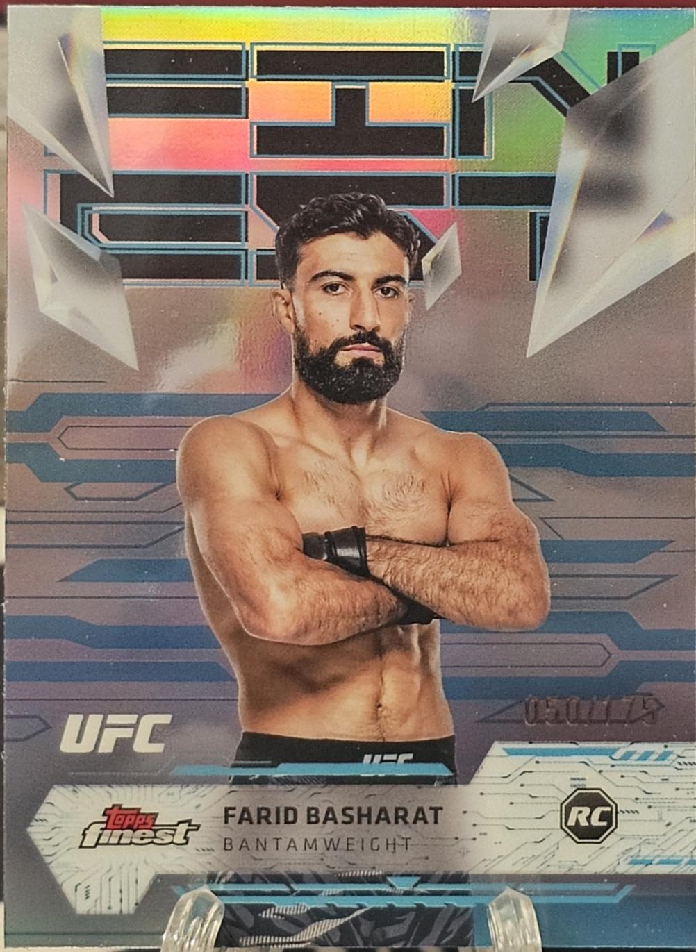 Farid Basharat 2025 Topps Finest UFC Base Uncommon #158 Blue Refractor