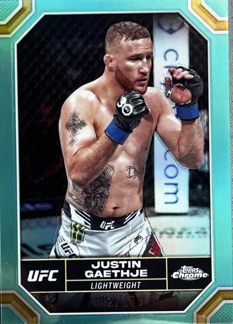 Justin Gaethje 2024 Topps Chrome UFC Base #104 Aqua Refractor