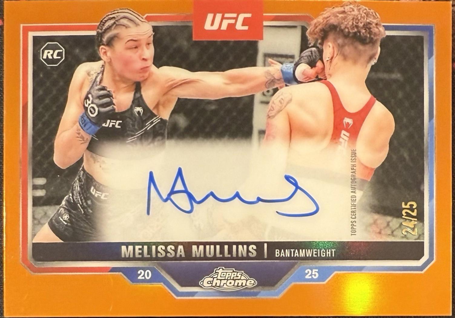 Melissa Mullins 2025 Topps Chrome UFC Chrome Rookie Autographs #CRA-ME Orange Refractor