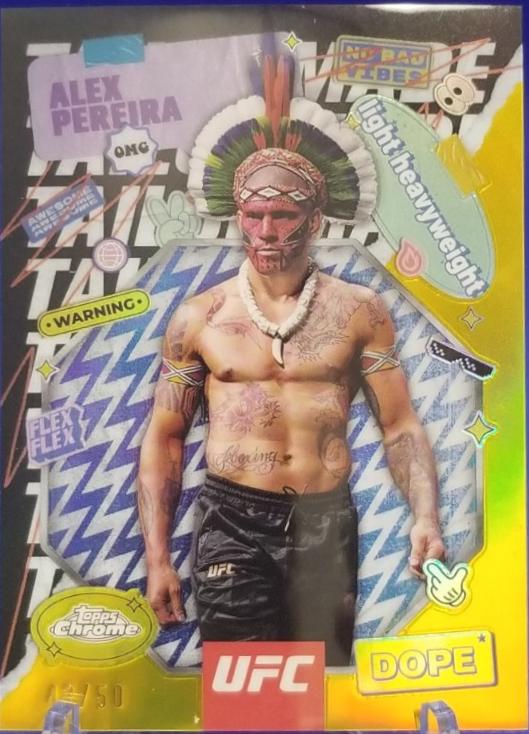 Alex Pereira 2025 Topps Chrome UFC Tailor Made #TRM-7 Gold Refractor