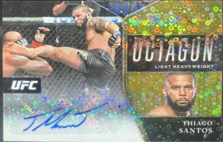 Thiago Santos 2021 Panini Select UFC Octagon Action Signatures #40 Gold Prizms