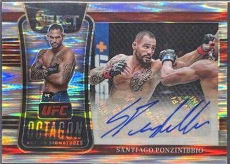 Santiago Ponzinibbio 2022 Panini Select UFC Octagon Action Signatures #19 Flash