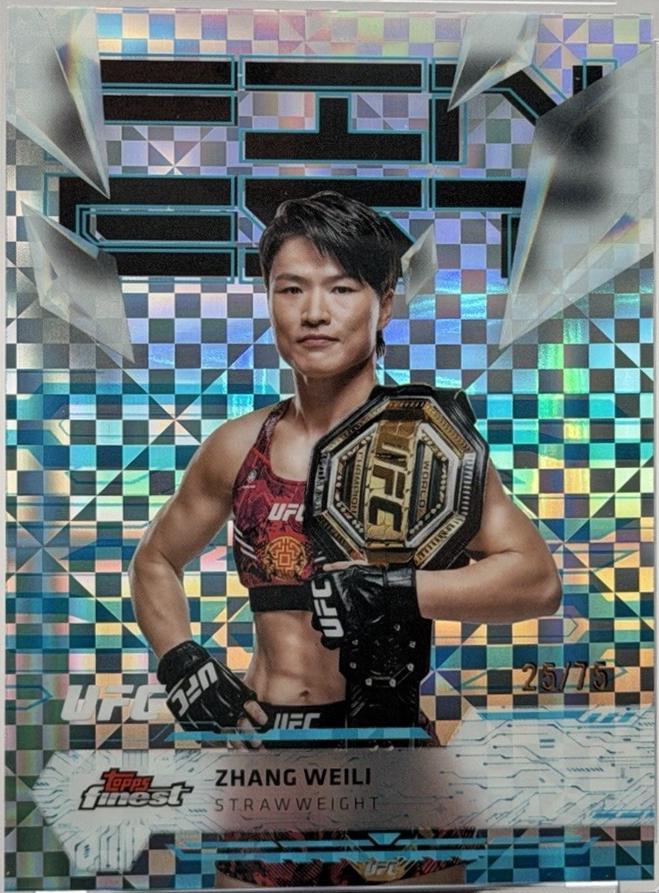 Zhang Weili 2025 Topps Finest UFC Base Uncommon #194 Blue Checkerboard Refractor