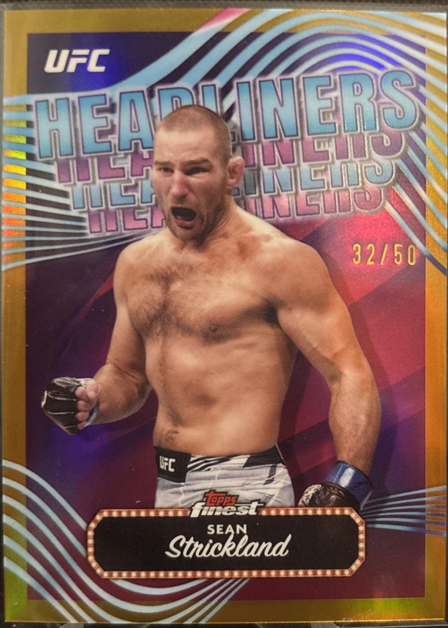 Sean Strickland 2024 Topps Finest UFC Headliners #HDL-16 Gold Refractor