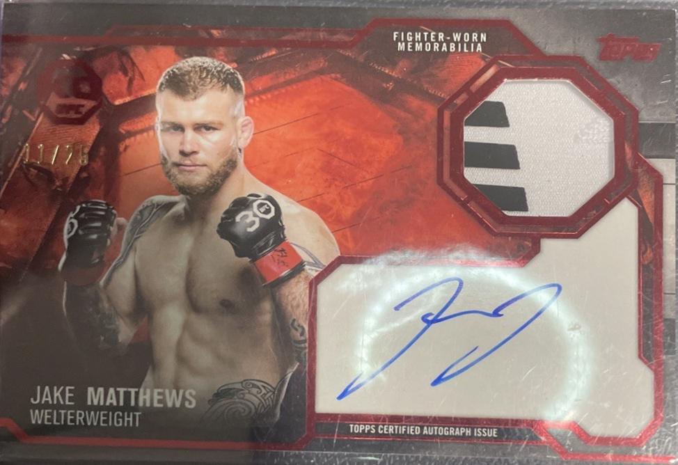 Jake Matthews 2025 Topps Knockout UFC Knockout Autograph Relics #KAR-JM Red