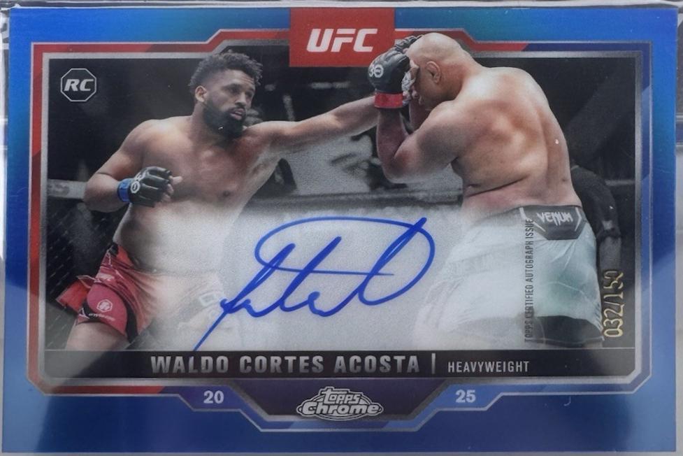 Waldo Cortes Acosta 2025 Topps Chrome UFC Chrome Rookie Autographs #CRA-WA Blue Refractor