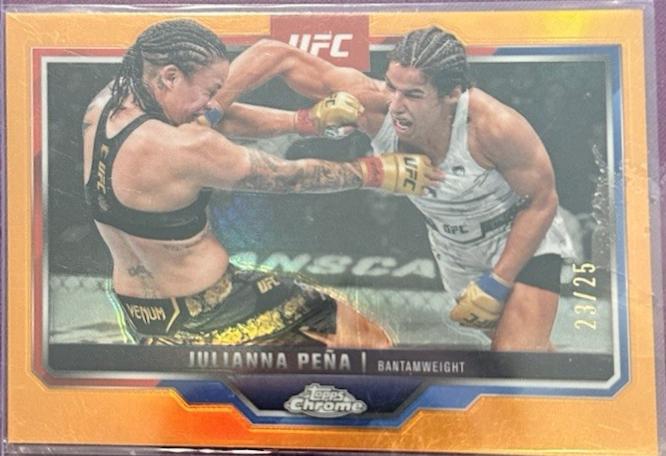 Julianna Peña 2025 Topps Chrome UFC Base #142 Orange Refractor