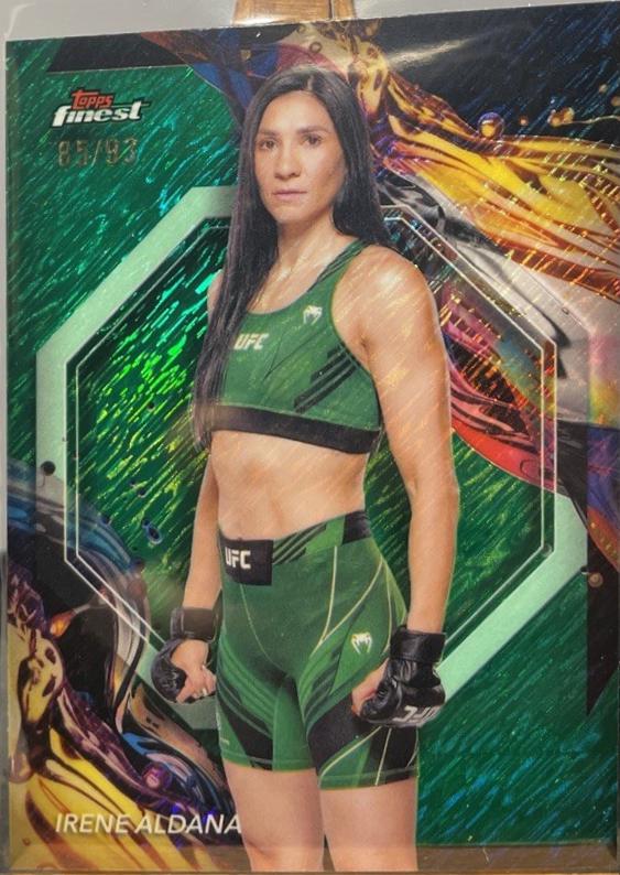 Irene Aldana 2024 Topps Finest UFC Base Uncommon #197 Green Shimmer Refractor