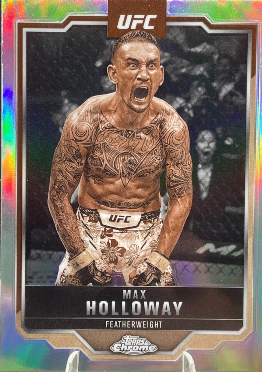 Max Holloway 2025 Topps Chrome UFC Base #100 Sepia Refractor