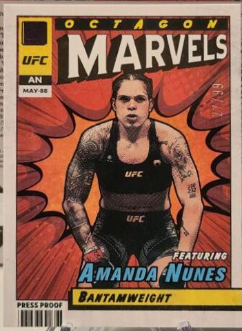 Amanda Nunes 2022 Panini Donruss UFC Octagon Marvels #7 Press Proof Purple