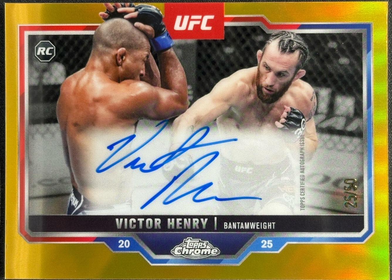 Victor Henry 2025 Topps Chrome UFC Chrome Rookie Autographs #CRA-VH Gold Refractor