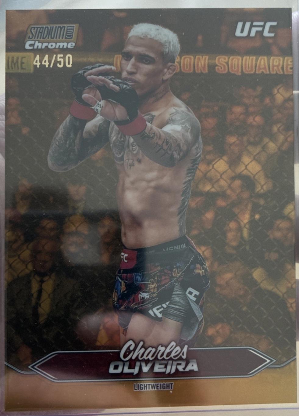 Charles Oliveira 2025 Topps Stadium Club UFC Base Chrome #C-36 Gold Refractor
