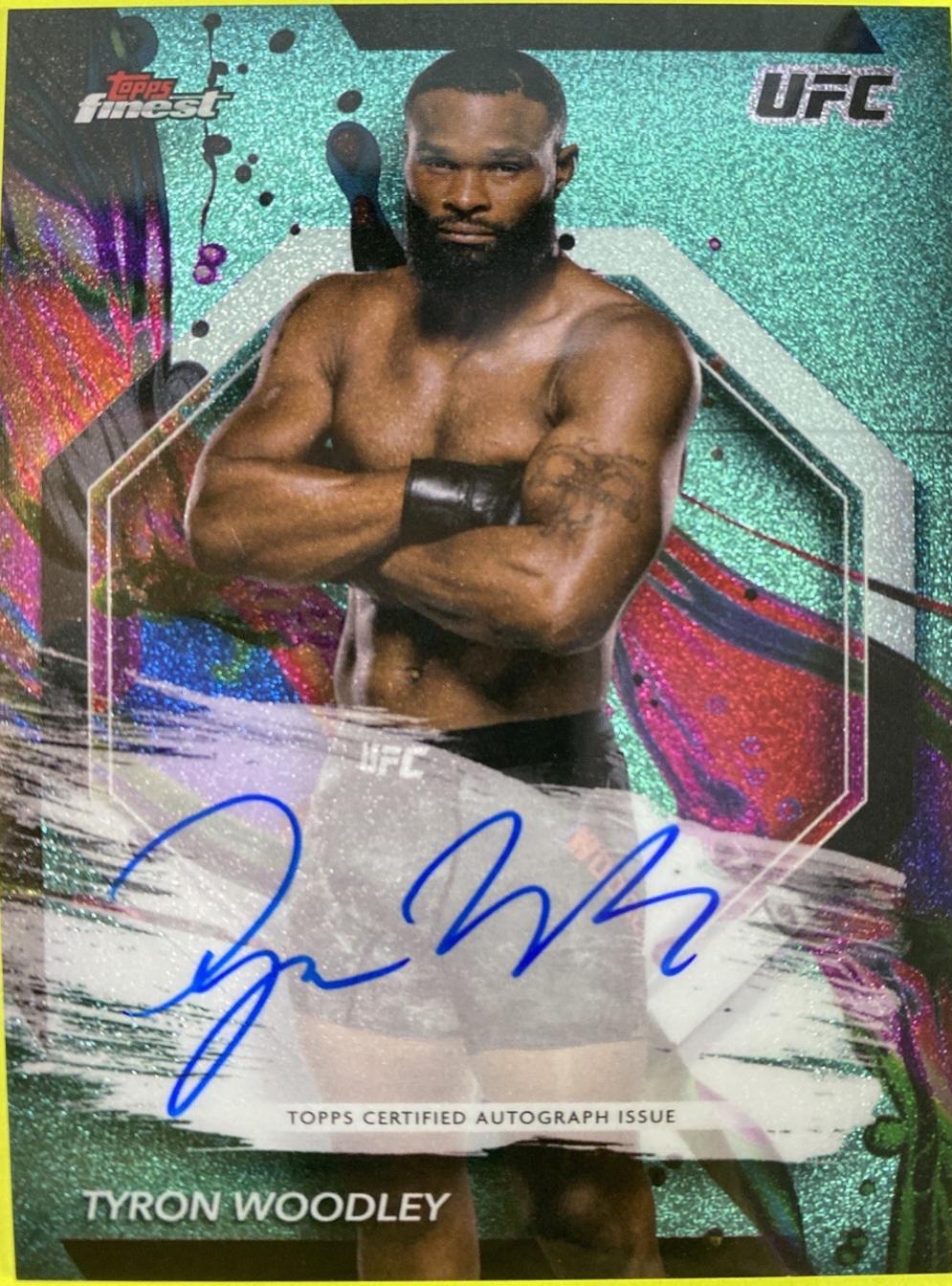 Tyron Woodley 2024 Topps Finest UFC Finest Autographs #FA-TNW Aqua Glitter Refractor