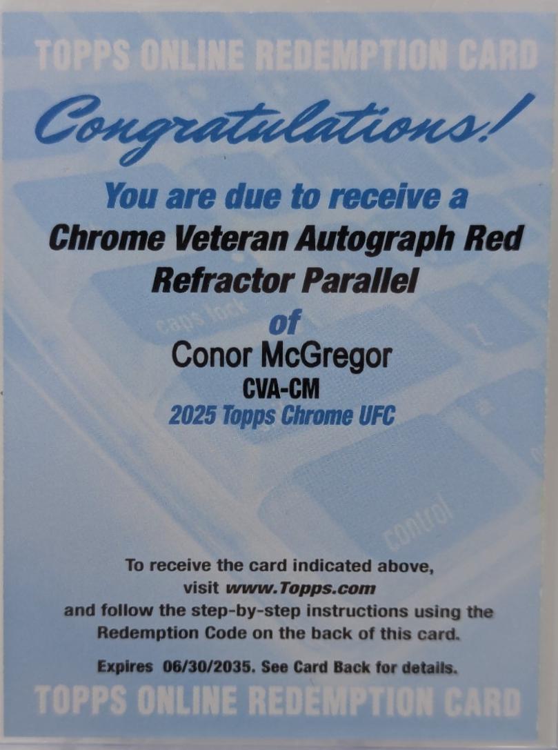 Conor McGregor 2025 Topps Chrome UFC Chrome Veteran Autographs #CVA-CM Refractor