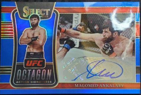 Magomed Ankalaev 2022 Panini Select UFC Octagon Action Signatures #17 Blue