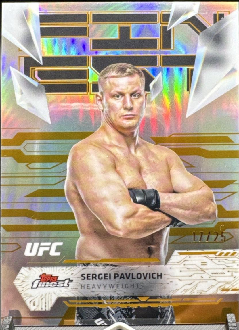 Sergei Pavlovich 2025 Topps Finest UFC Base Uncommon #156 Gold Refractor