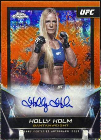 Holly Holm 2024 Topps Chrome UFC UFC Signatures #FNA-HHO Orange Refractor