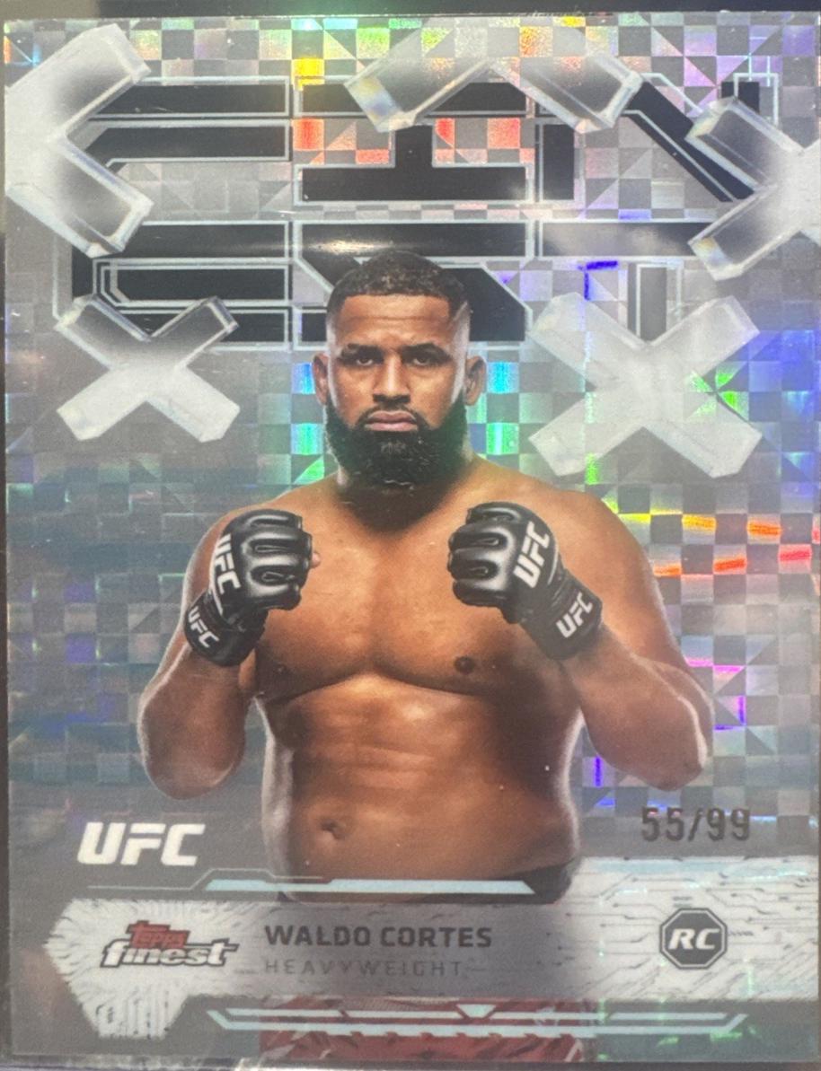 Waldo Cortes Acosta 2025 Topps Finest UFC Base Common #97 Blue Checkerboard Refractor