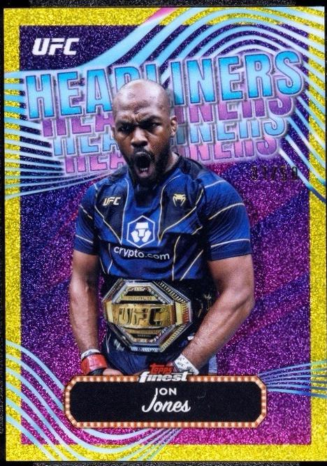Jon Jones 2024 Topps Finest UFC Headliners #HDL-18 Yellow Glitter Refractor