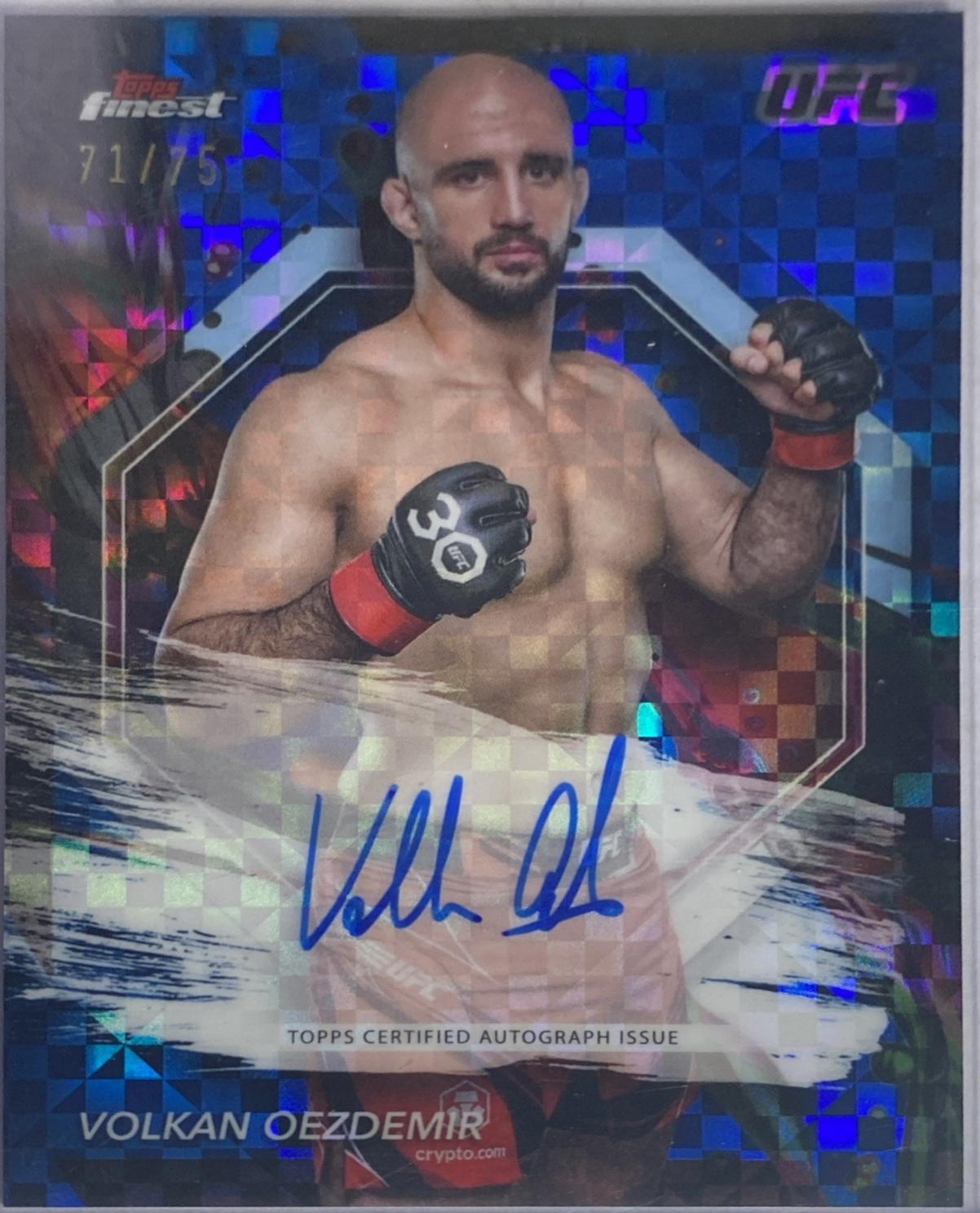 Volkan Oezdemir 2024 Topps Finest UFC Finest Autographs #FA-VOR Blue Checkerboard Refractor
