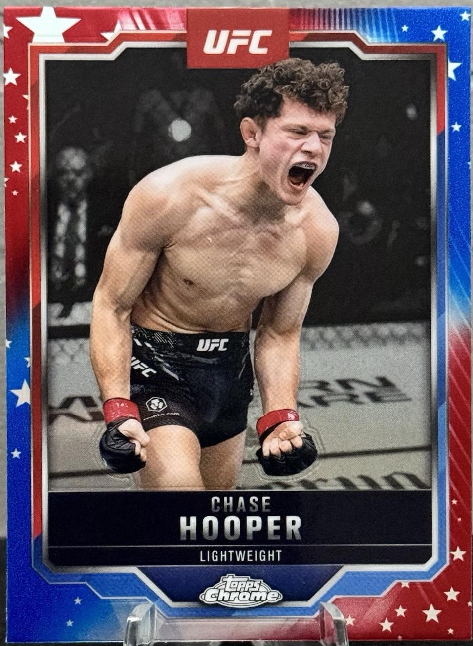 Chase Hooper 2025 Topps Chrome UFC Base #17 Red & Blue Refractor