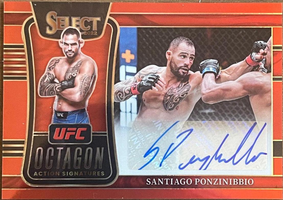 Santiago Ponzinibbio 2022 Panini Select UFC Octagon Action Signatures #19 Red
