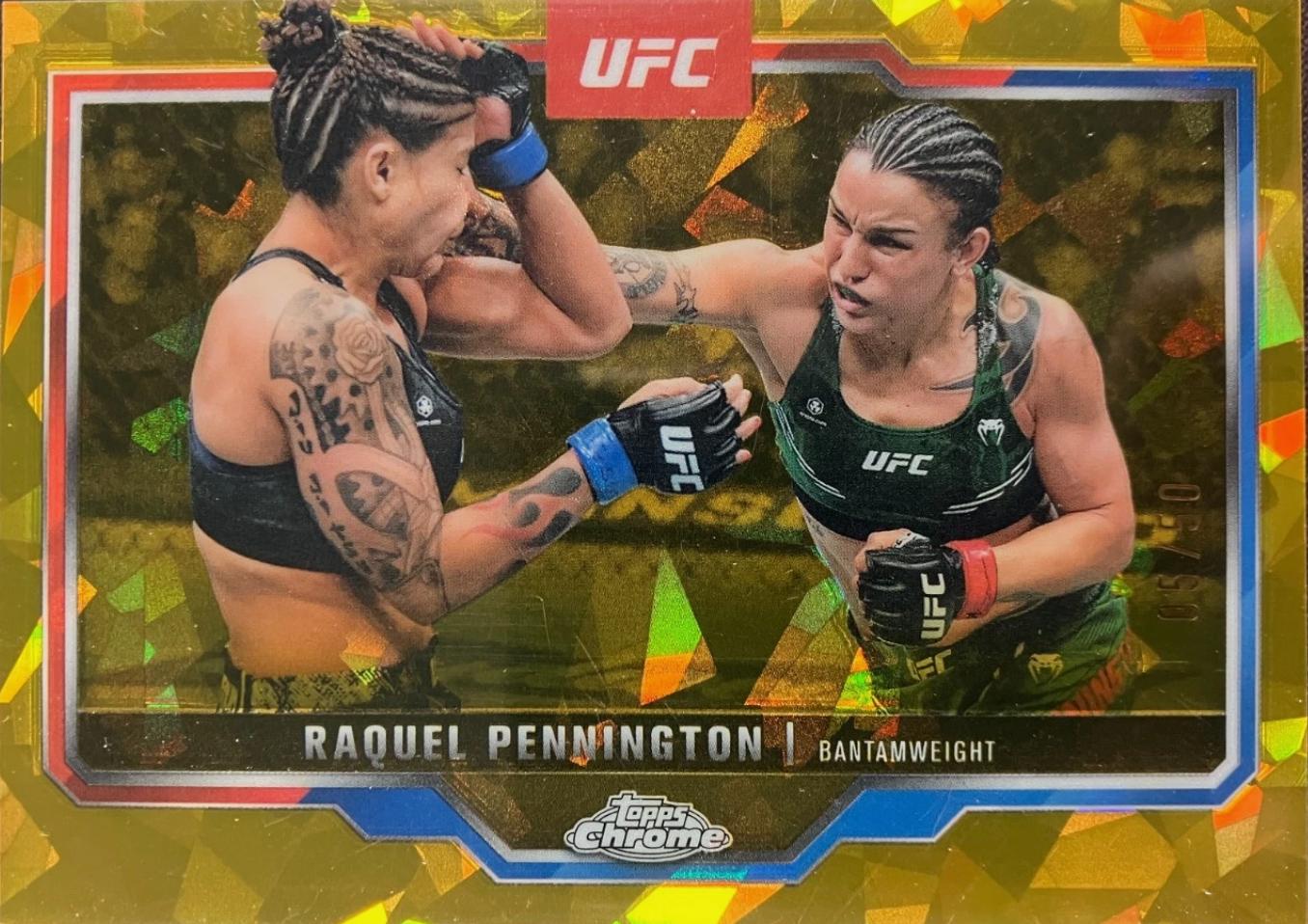 Raquel Pennington 2025 Topps Chrome Sapphire UFC Base Sapphire #156 Gold Sapphire