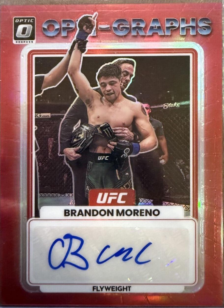 Brandon Moreno 2023 Panini Donruss Optic UFC Opti-Graphs #26 Red Autograph