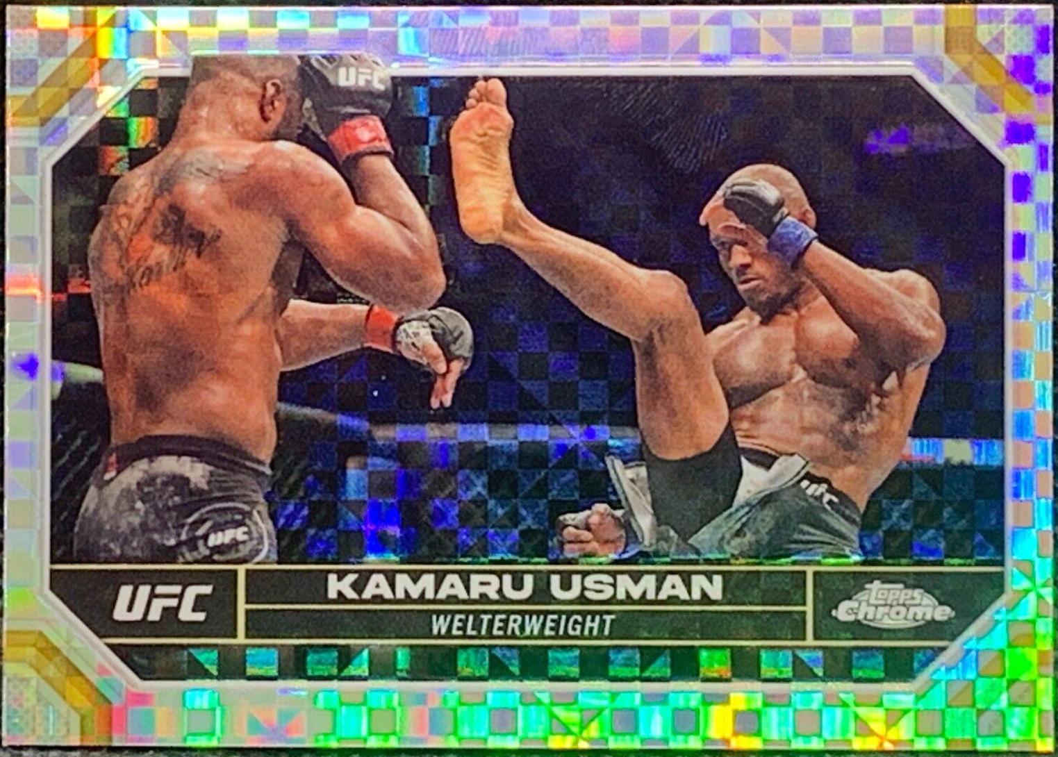 Kamaru Usman 2024 Topps Chrome UFC Base #108 X-Fractor