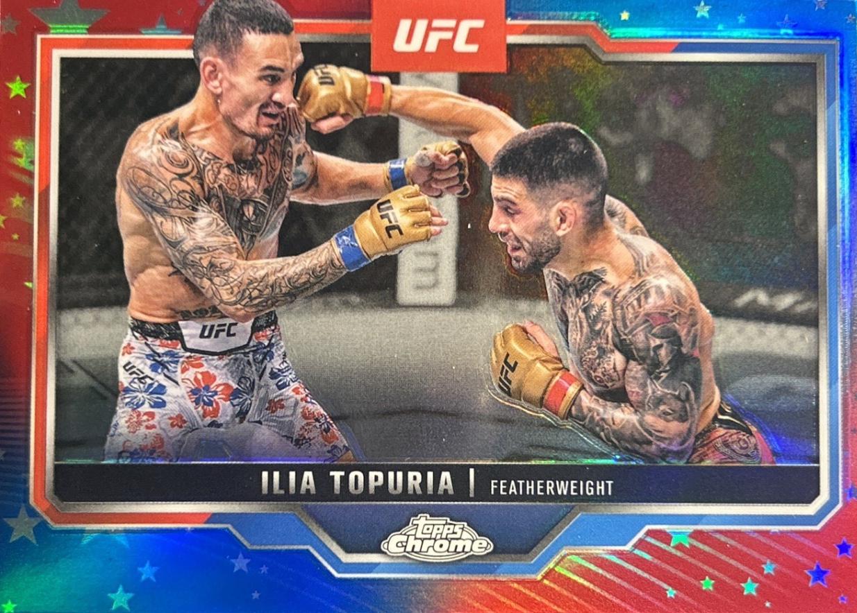Ilia Topuria 2025 Topps Chrome UFC Base #43 Red & Blue Refractor