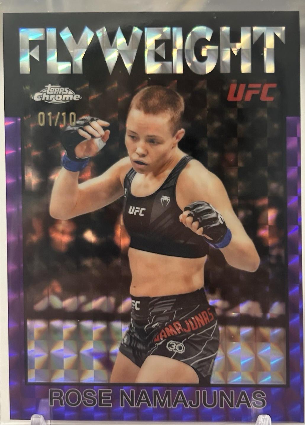 Rose Namajunas 2026 Topps Chrome UFC 1986 Topps #86-12 Purple Geometric Refractor