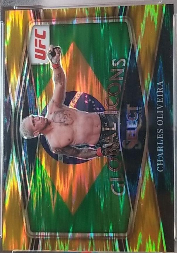 Charles Oliveira 2022 Panini Select UFC Global Icons #27 Gold Flash